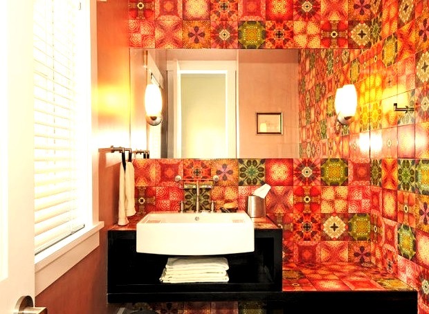 Eclectic Powder Room in New York